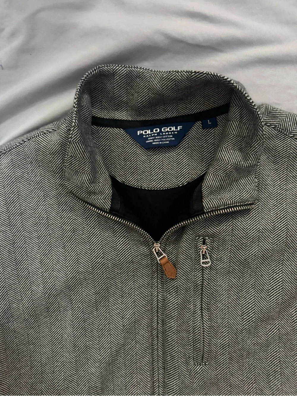 Vintage Polo Golf Herringbone Gray Lg 1/2 Zip Vest & Med Polo Shirt Lot